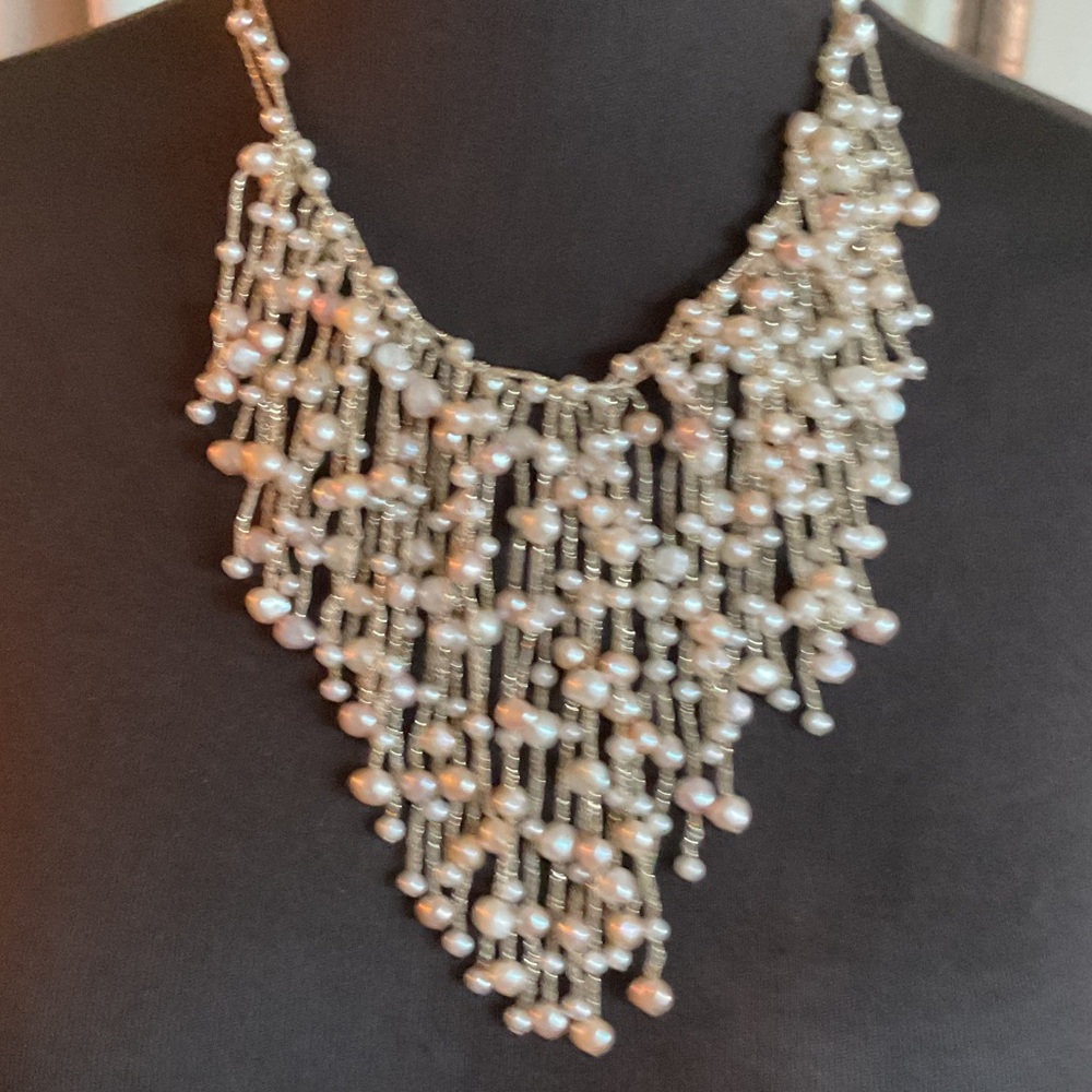 Elegant Fresh Water Pearl Waterfall Cascade Necklace 14 kt Clasp